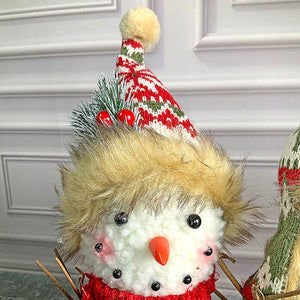 Plush Snowman Trio Family Christmas Décor for Home and Office - 