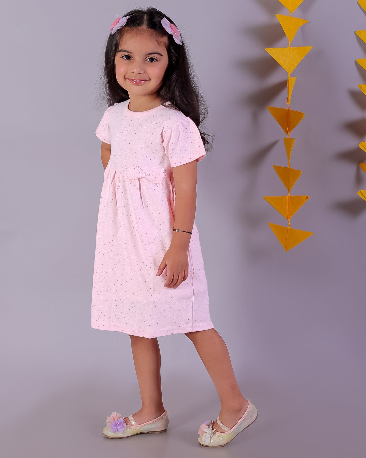 Polka Dotted Girls Casual Dress