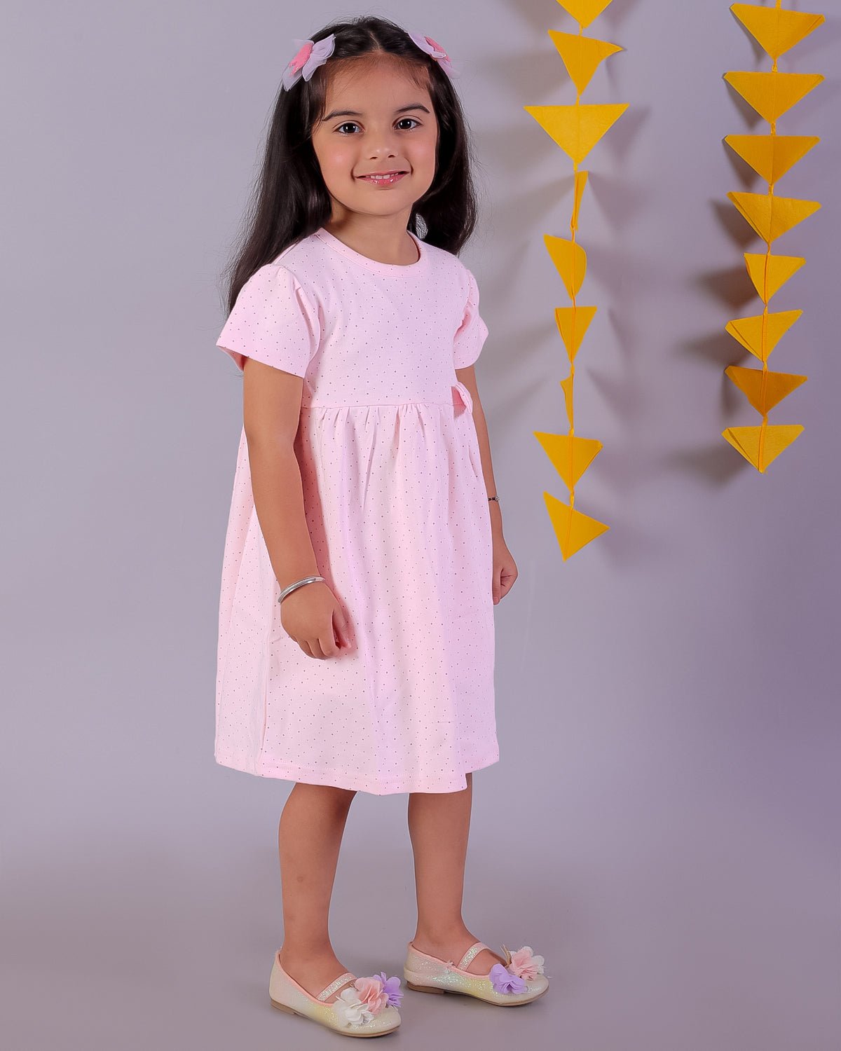 Polka Dotted Girls Casual Dress