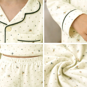 Polka & Small Flowers ,Soft Fleece Winter Nightsuit Set for kids - 4 - 5 Years Nightsuits