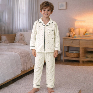 Polka & Small Flowers ,Soft Fleece Winter Nightsuit Set for kids - 4 - 5 Years Nightsuits