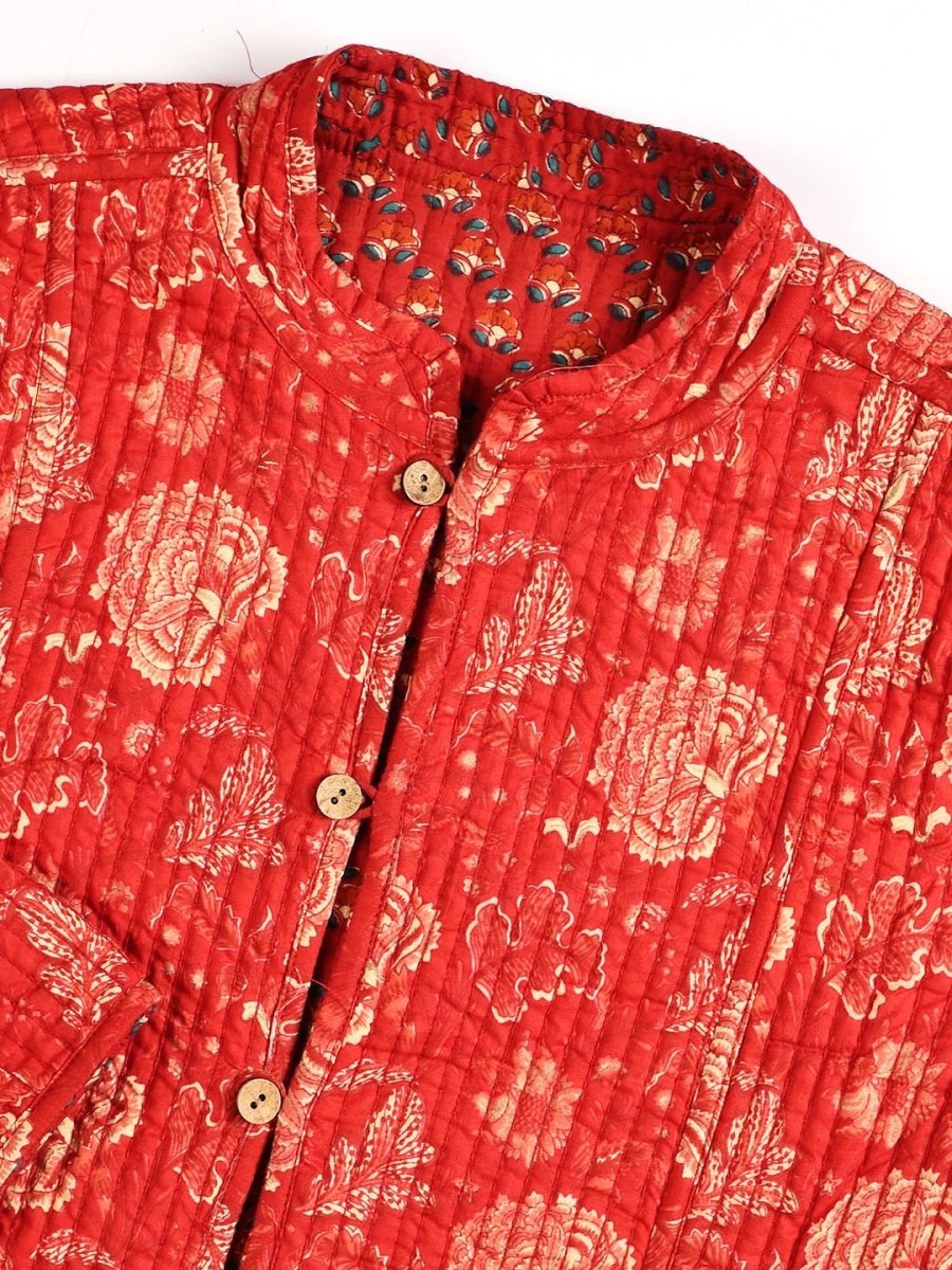 Pomegranate Punch Quilted Reversible Maternity Jacket - MAT-JB-RQJ-S