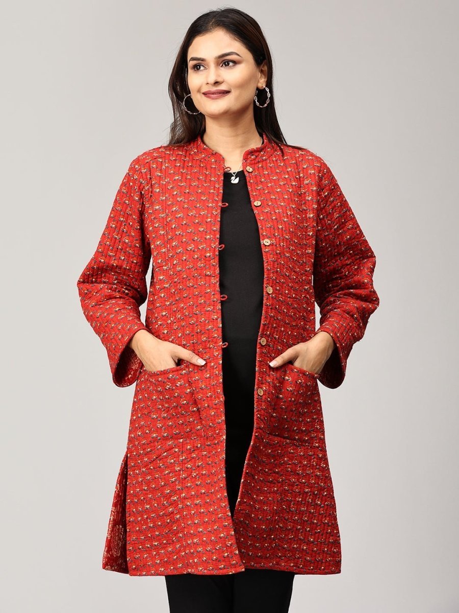 Pomegranate Punch Quilted Reversible Maternity Jacket - MAT-JB-RQJ-S
