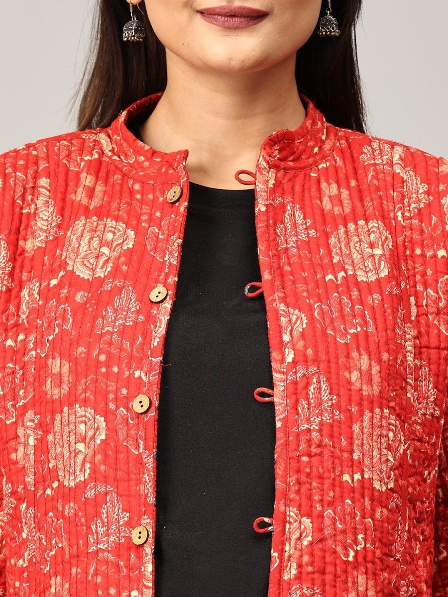 Pomegranate Punch Quilted Reversible Maternity Jacket - MAT-JB-RQJ-S