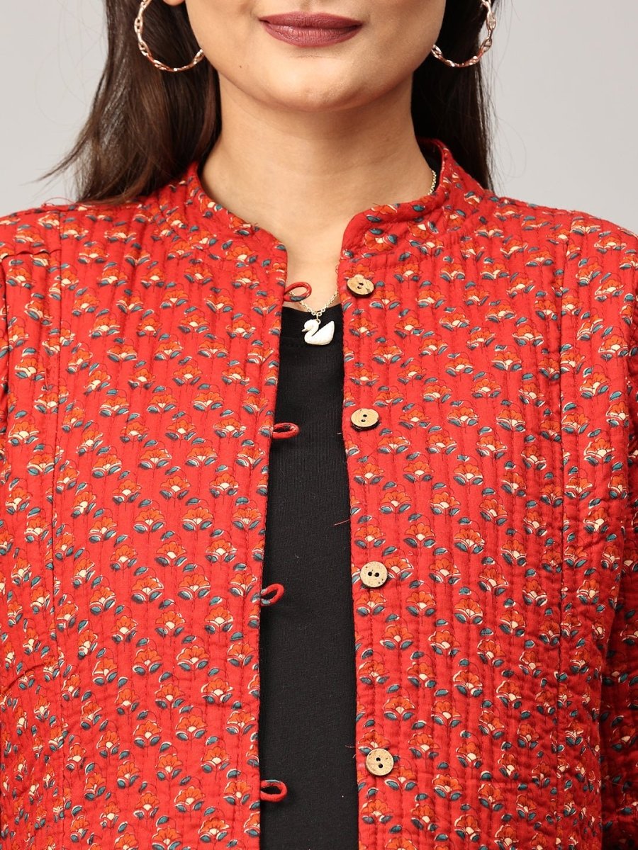 Pomegranate Punch Quilted Reversible Maternity Jacket - MAT-JB-RQJ-S