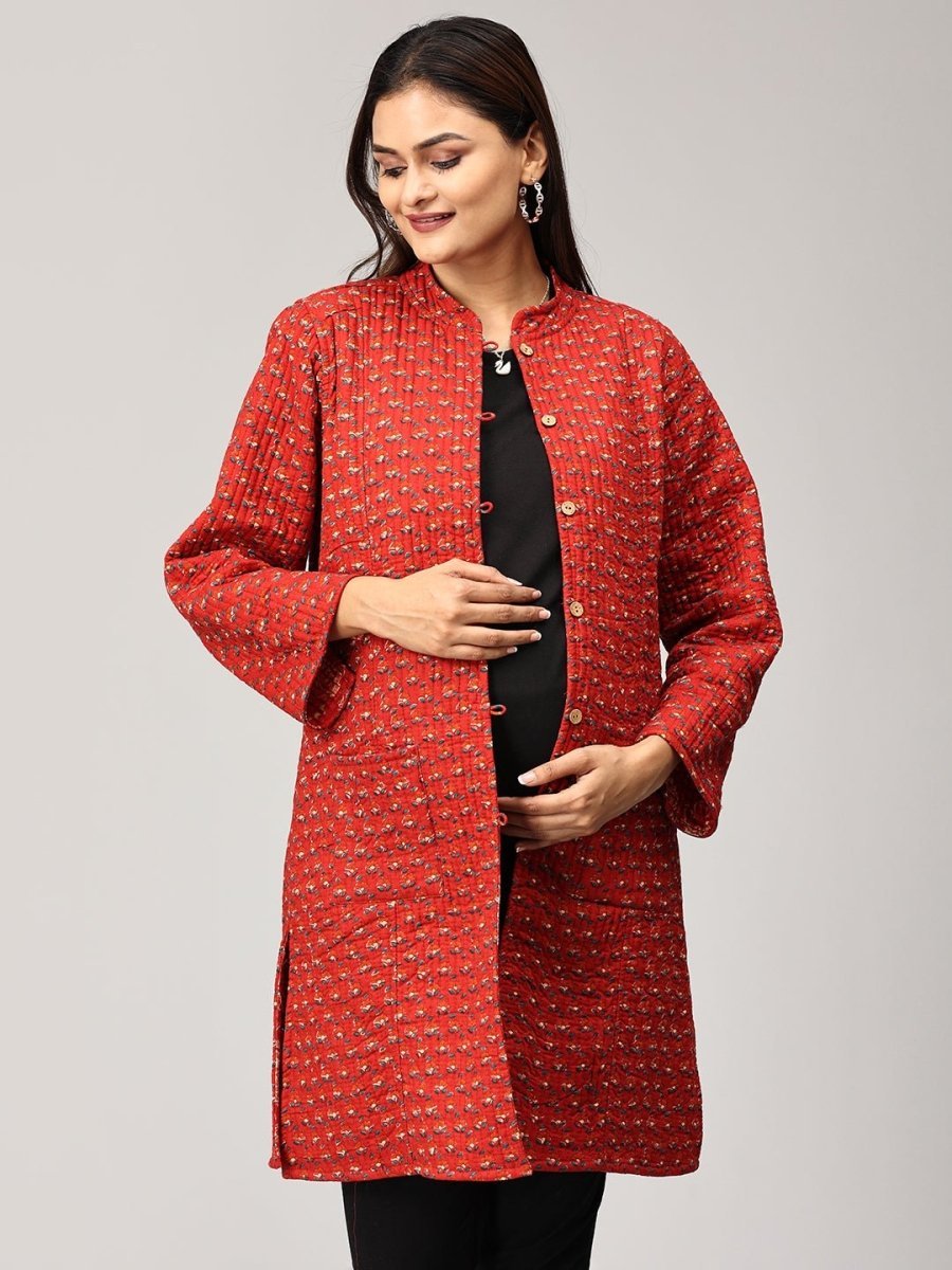 Pomegranate Punch Quilted Reversible Maternity Jacket - MAT-JB-RQJ-S