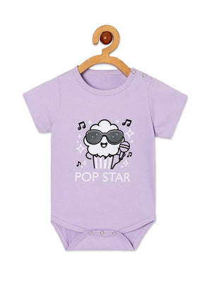 Front view of Pop Star Baby Onesie on a hanger