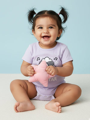 Image of a baby girl wearing Pop Star Preemie Newborn Onesie