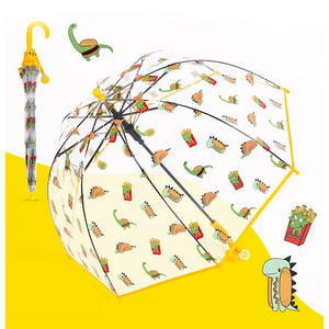 Popcorn Dino theme Dome style Transparent Umbrella for Kids, 1 - 5years - Monsoon Wear