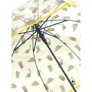 Popcorn Dino theme Dome style Transparent Umbrella for Kids, 1 - 5years - Monsoon Wear