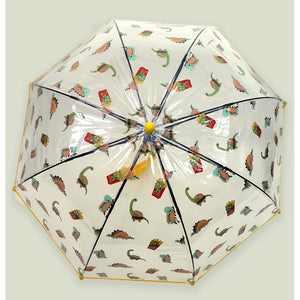 Popcorn Dino theme Dome style Transparent Umbrella for Kids, 1 - 5years - Monsoon Wear