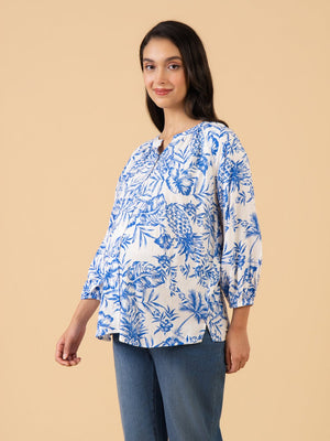 Porcelain Blue Maternity and Nursing Top - S Maternity and Nursing Tops