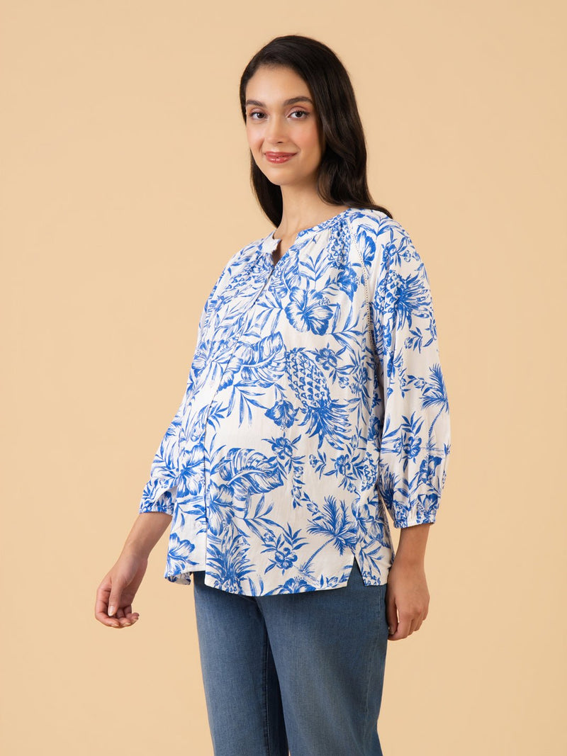 Porcelain Blue Maternity and Nursing Top