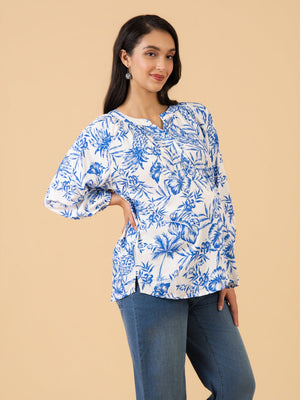 Porcelain Blue Maternity and Nursing Top - S Maternity and Nursing Tops