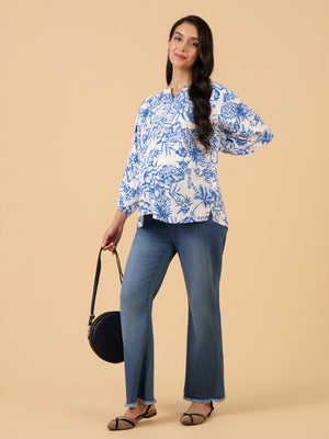 Porcelain Blue Maternity and Nursing Top - S Maternity and Nursing Tops