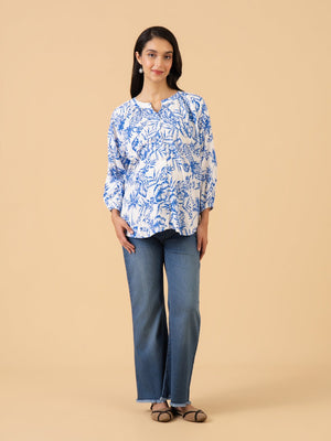 Porcelain Blue Maternity and Nursing Top - S Maternity and Nursing Tops