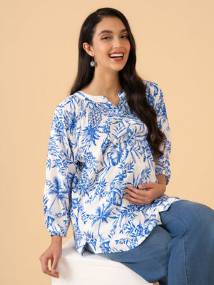 Porcelain Blue Maternity and Nursing Top - S Maternity and Nursing Tops