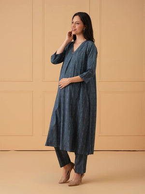 Powder Slate Maternity and Nursing Co Ord Set - S Maternity Co-ord Set
