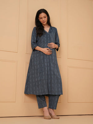 Powder Slate Maternity and Nursing Co Ord Set - S Maternity Co-ord Set
