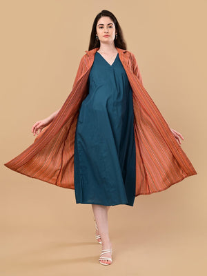 PowerFrame Maternity and Nursing Shacket Dress - Orange Maternity Casual Dress