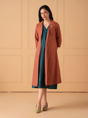 PowerFrame Maternity and Nursing Shacket Dress - Orange Maternity Casual Dress