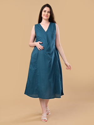 PowerFrame Maternity and Nursing Shacket Dress - Orange Maternity Casual Dress