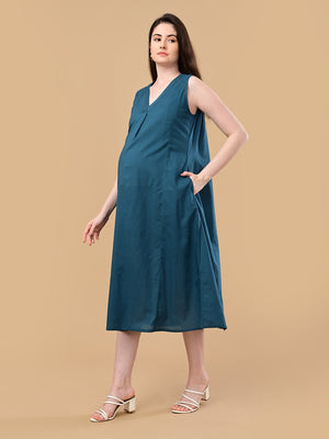 PowerFrame Maternity and Nursing Shacket Dress - Orange Maternity Casual Dress
