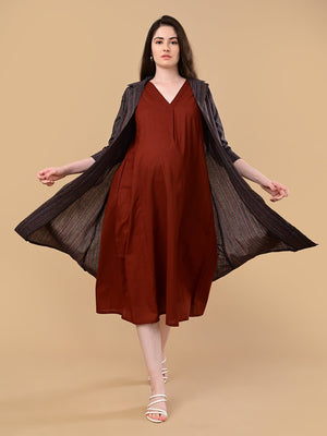 PowerLayer Maternity and Nursing Shacket Dress - Black Maternity Casual Dress