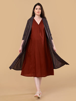 PowerLayer Maternity and Nursing Shacket Dress - Black Maternity Casual Dress