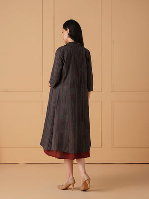 PowerLayer Maternity and Nursing Shacket Dress - Black Maternity Casual Dress