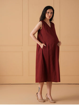 PowerLayer Maternity and Nursing Shacket Dress - Black Maternity Casual Dress