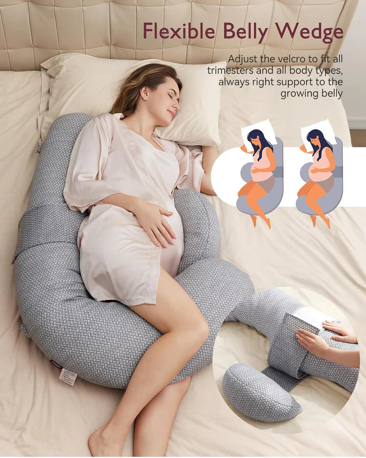 Momcozy Maternity Accessory Original F Shaped adjustable Maternity Pillow Grey