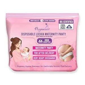 Pregawear Disposable Maternity Panty - High Absorbance Pad & Leak Guards(5 Pieces) - XS Disposable Maternity Panty