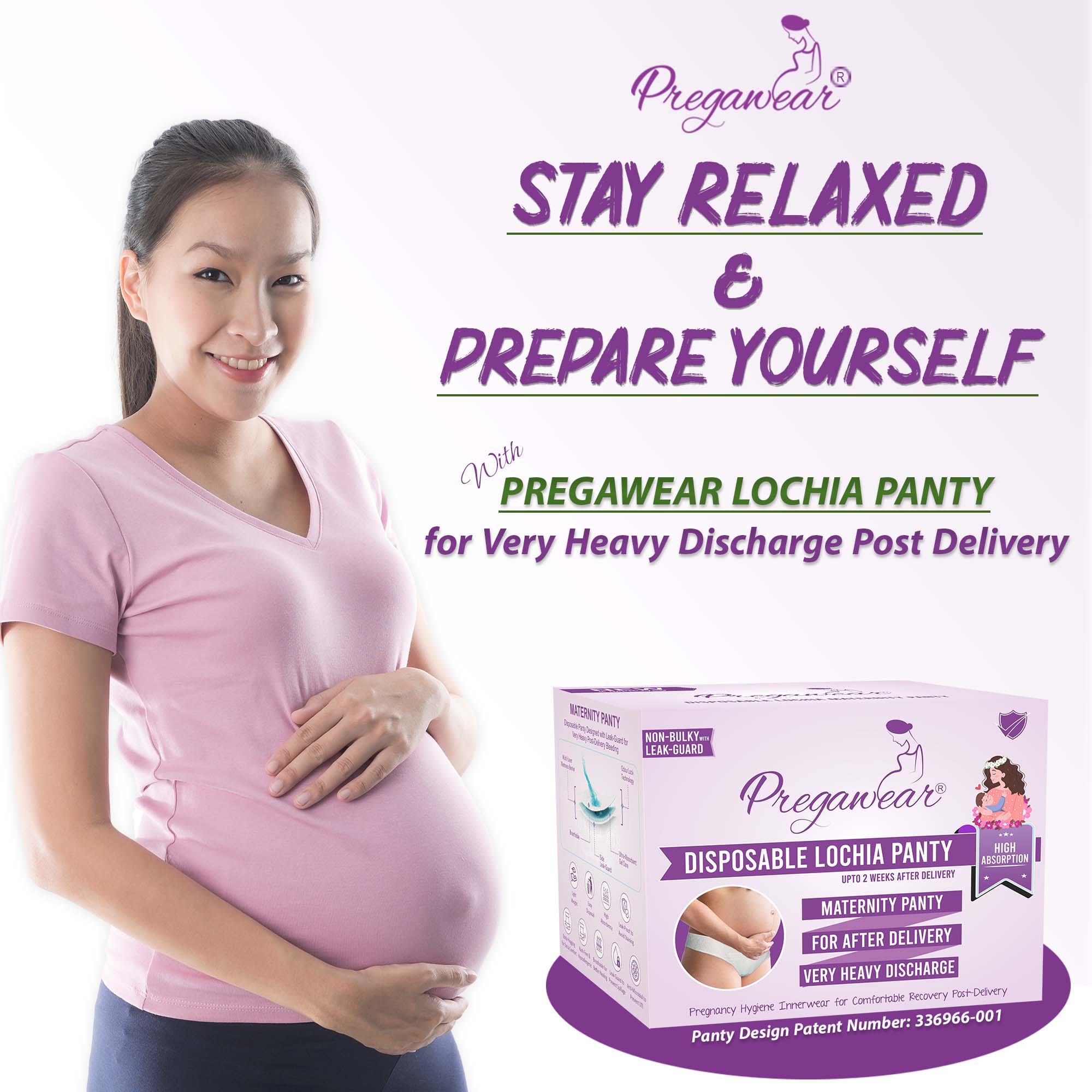 Pregawear Disposable Maternity Panty - High Absorbance Pad & Leak Guards(5 Pieces) - PF006A - 0XS