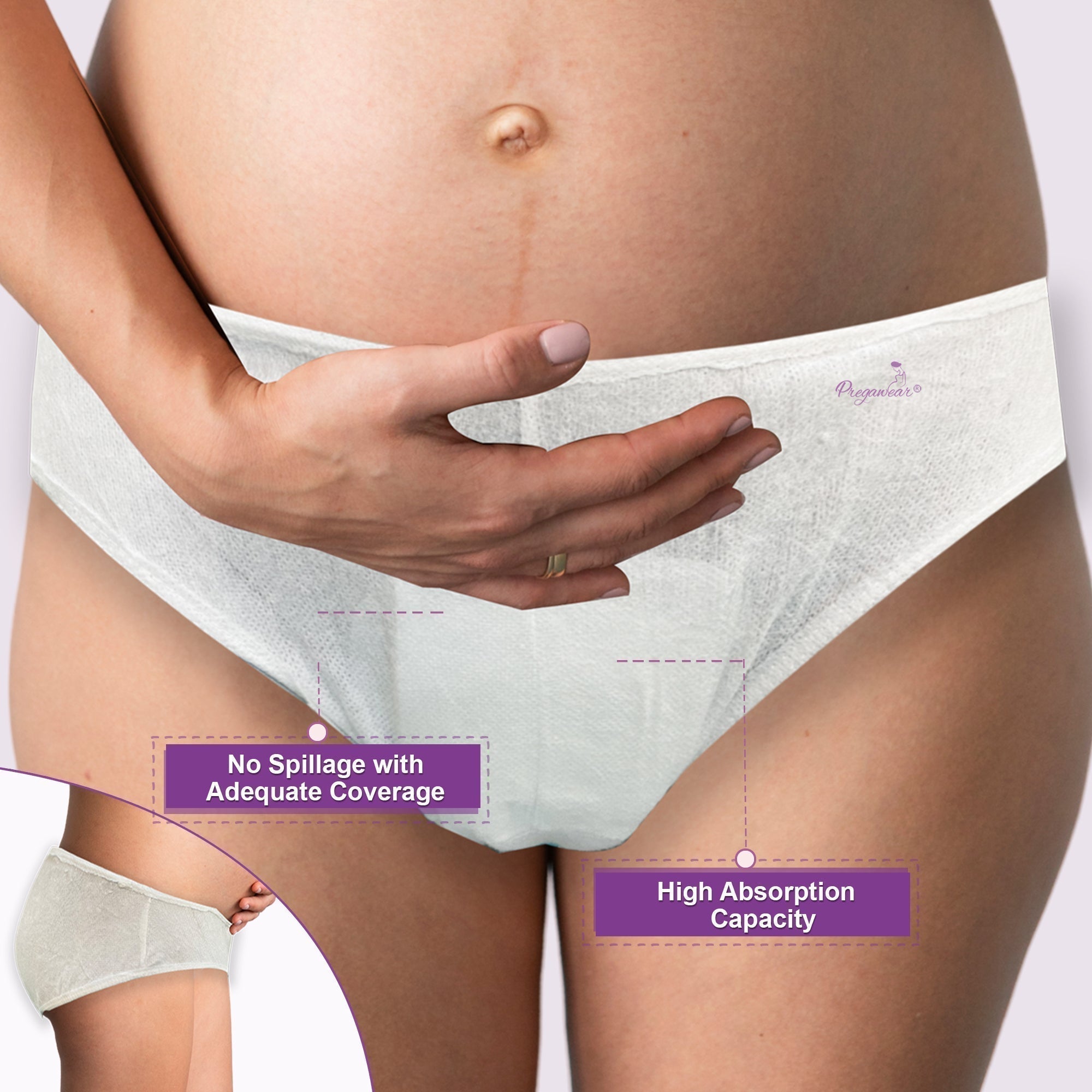 Pregawear Disposable Postpartum Pregnancy Panty for Medium - Heavy Flow(Pack of 5) - XS Disposable Maternity Panty