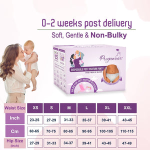 Pregawear Disposable Postpartum Pregnancy Panty for Medium - Heavy Flow(Pack of 5) - PF005A - 0XS