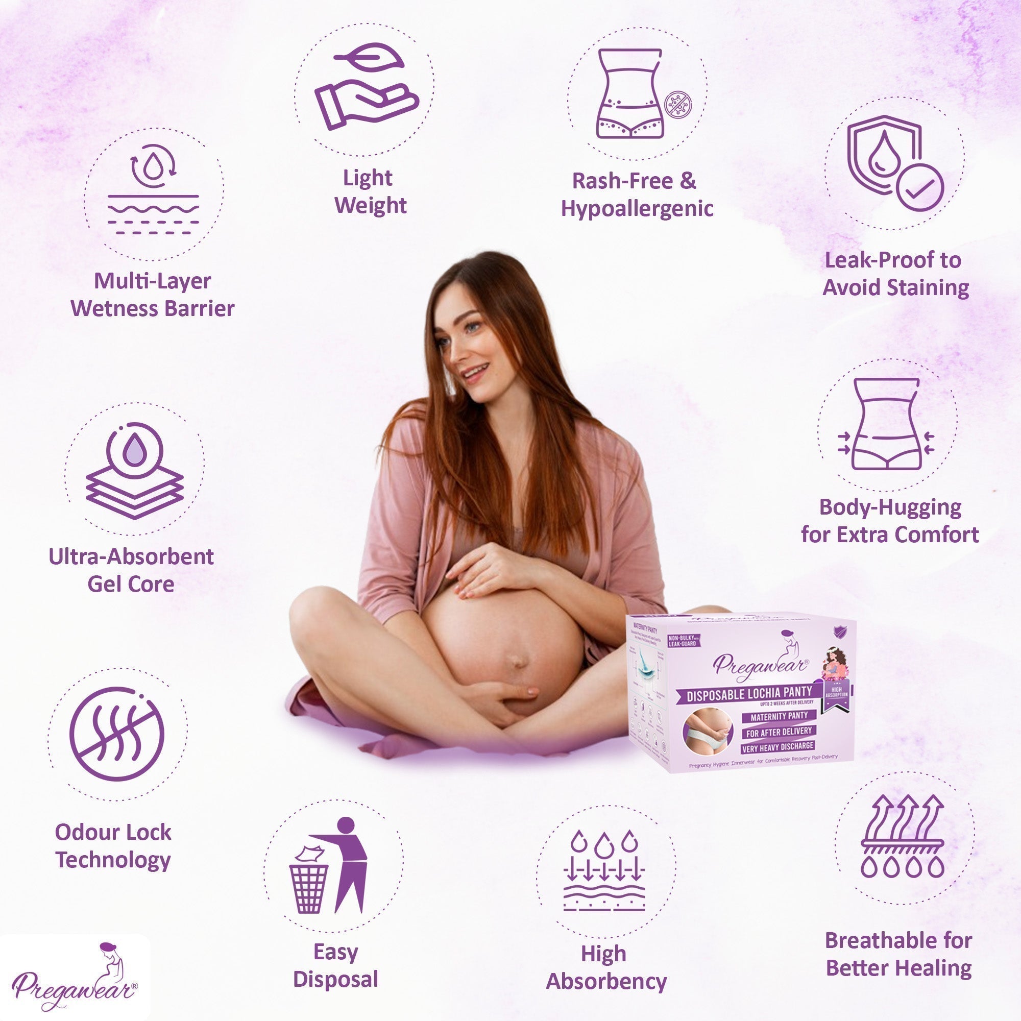 Pregawear Lochia Maternity Panties Disposable Pregnancy Postpartum Absorption Kit - XS Disposable Maternity Panty