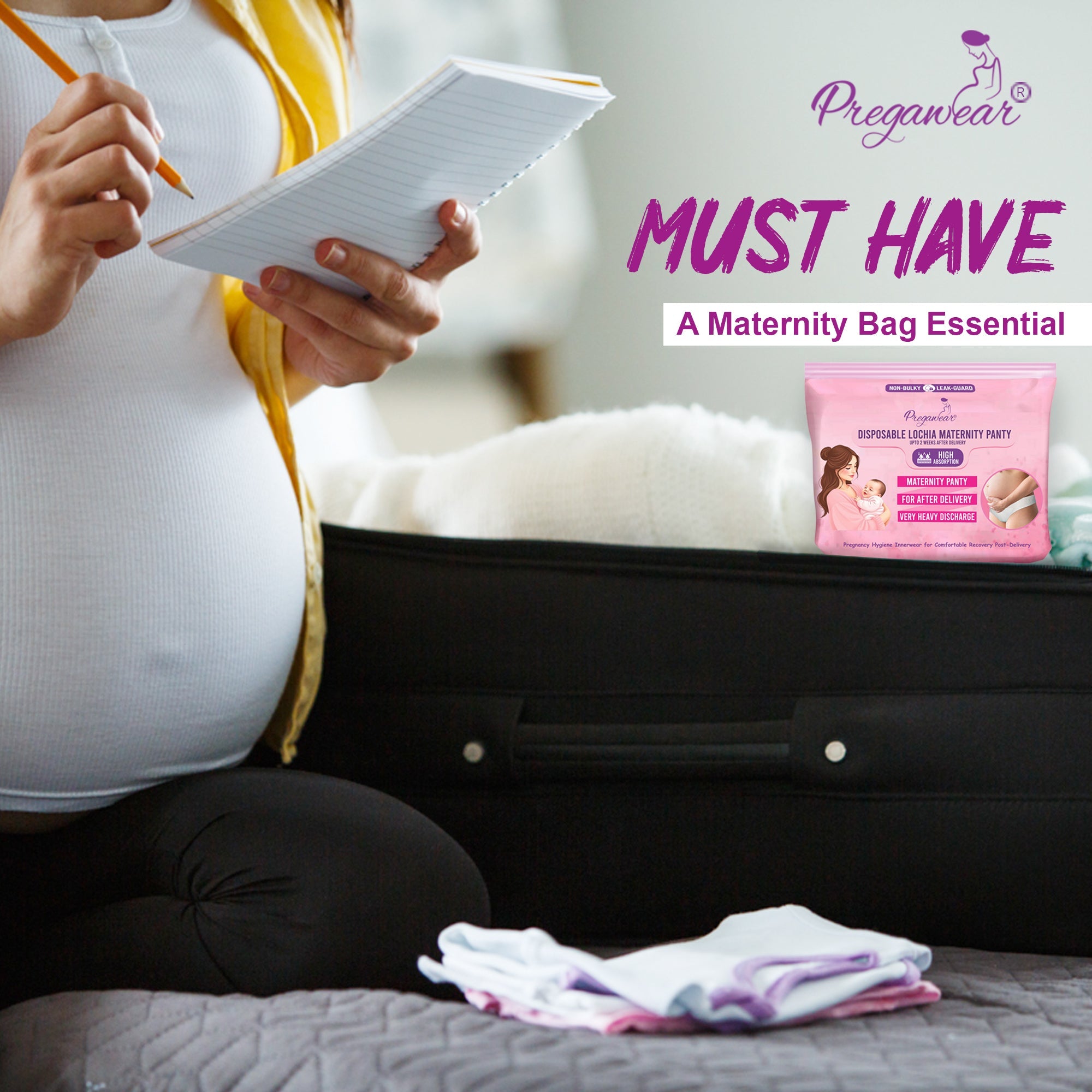 Pregawear Lochia Maternity Panties Disposable Pregnancy Postpartum Absorption Kit - XS Disposable Maternity Panty