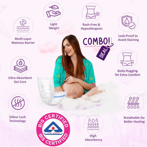 Pregawear Lochia Maternity Panty & Pad Combo Pack of 5 | Disposable Postpartum Underwear - XS Maternity & Postpartum Care