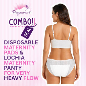 Pregawear Lochia Maternity Panty & Pad Combo Pack of 5 | Disposable Postpartum Underwear - XS Maternity & Postpartum Care