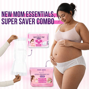 Pregawear Lochia Maternity Panty & Pad Combo Pack of 5 | Disposable Postpartum Underwear - XS Maternity & Postpartum Care