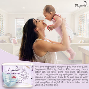 Pregawear Maternity Pad| Premium Disposable Soft Pads for Women| After Delivery Incontinence High Absorption | Heavy Periods | Leak Guard| Postpartum Flow| Rash Free | Overnight Protection Pack of 10. - BL050A