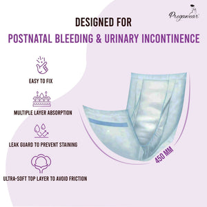 Pregawear Maternity Pad| Premium Disposable Soft Pads for Women| After Delivery Incontinence High Absorption | Heavy Periods | Leak Guard| Postpartum Flow| Rash Free | Overnight Protection - Pack of 5 Maternity Pads