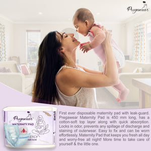 Pregawear Maternity Pad| Premium Disposable Soft Pads for Women| After Delivery Incontinence High Absorption | Heavy Periods | Leak Guard| Postpartum Flow| Rash Free | Overnight Protection - Pack of 5 Maternity Pads