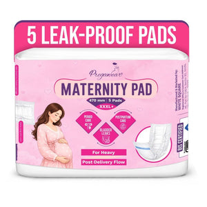 Pregawear Maternity Pads for Women | Extra Long Postpartum Pads for Heavy Bleeding & Discharge | Super Absorbent After Delivery Pads | Leak Guard, Soft & Breathable | Overnight Protection & Hospital Bag Essentials - Pack of 5 Maternity & Postpartum Care