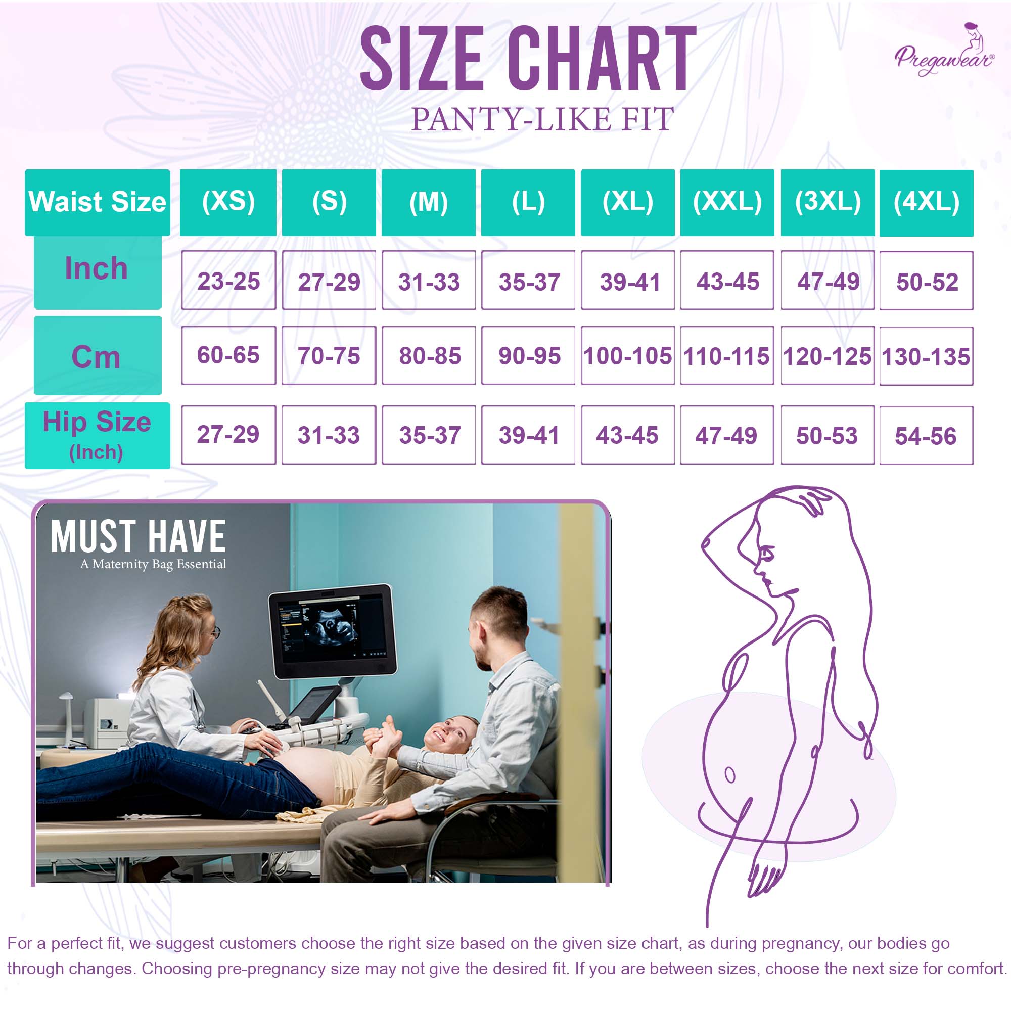 Pregawear Maternity Panty C Section Heavy Flow Postpartum Overnight Care - XS Disposable Maternity Panty