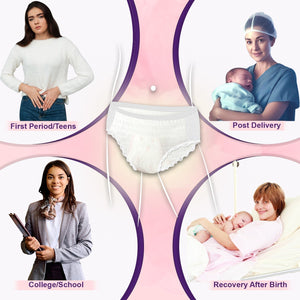 Pregawear Post Partum Period Panty | Heavy Flow | 360 Degree Coverage | Overnight Protection | Rash Free| Leak Proof Period Panties| Post Delivery Disposable Underwear | Ultra Absorbent Core| Maternity Pad - PF015P5A - XS/S