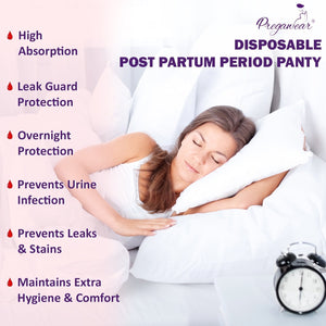 Pregawear Post Partum Period Panty | Heavy Flow | 360 Degree Coverage | Overnight Protection | Rash Free| Leak Proof Period Panties| Post Delivery Disposable Underwear | Ultra Absorbent Core| Maternity Pad - PF015P5A - XS/S