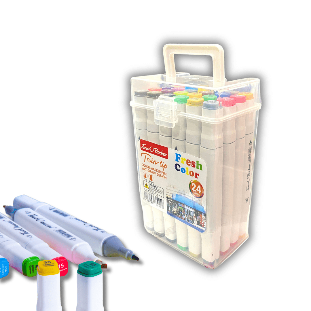 Premium Color Set 24 PC | Dual Tip Art Maker | Broad and Point | Premium quality for Kids - Color_TouchParker_Pen_24Pc_16*10*7