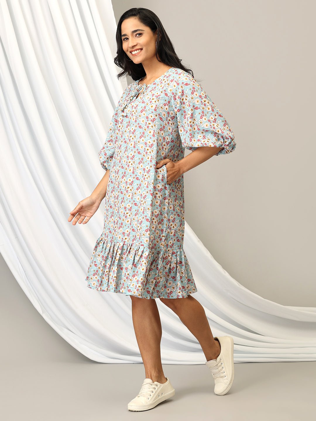 Pretty In Blooms Women's A - Line Dress - WDRS - PTYBL - S